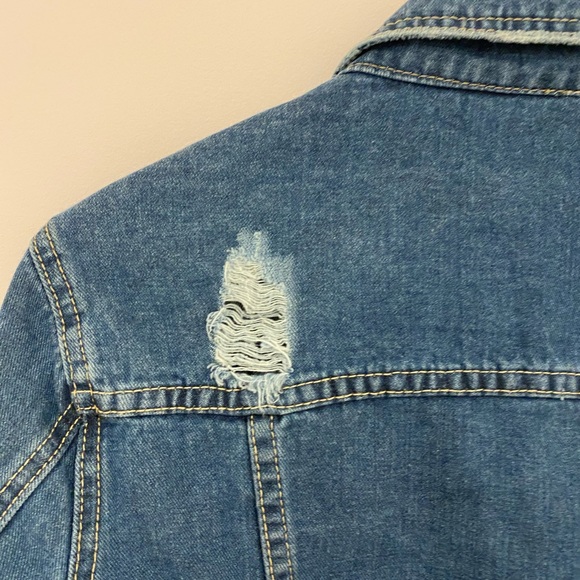 Free People Cropped Ripped Denim Jacket - Picture 8 of 8
